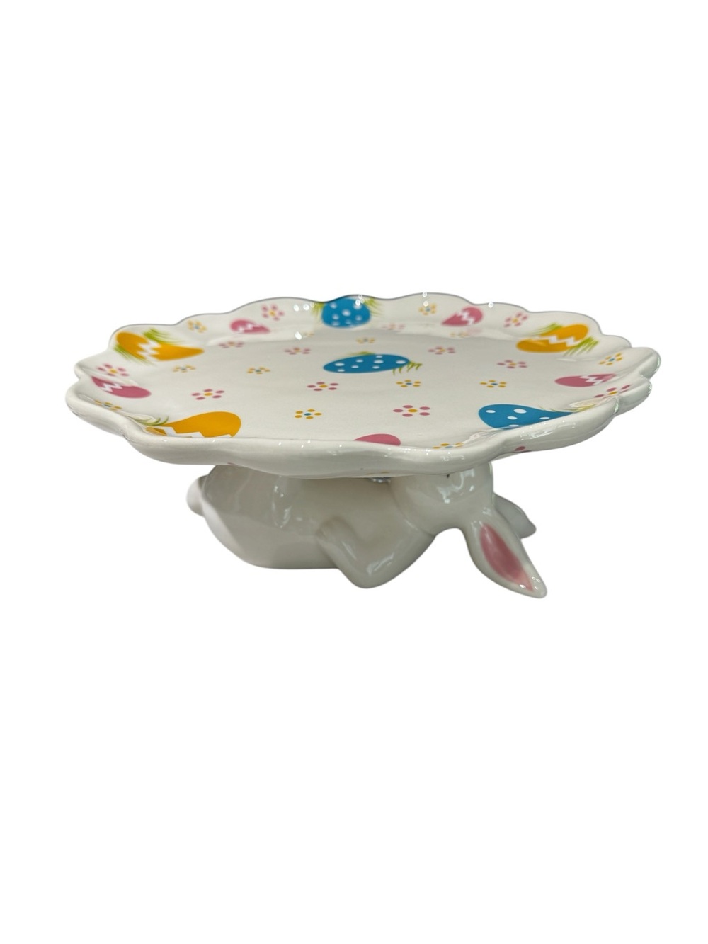 Temp-Tations Special Edition Egg Hunt Ceramic Bunny Cake Stand Plate - 10" - Picture 5 of 13